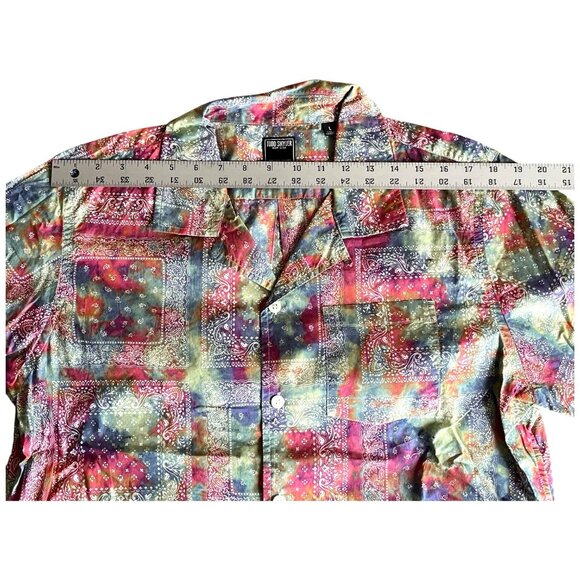 Todd Snyder Mens Camp Shirt Abstract Multicolor Bandana Print Paisley Motifs L - Picture 6 of 9